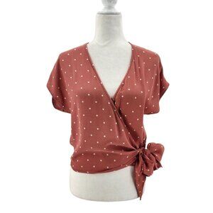 Madewell Womens Small Top Sash Tie Wrap Top Polka Dot Sweet Dahlia Boho Preppy